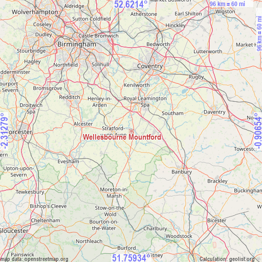 Wellesbourne Mountford on map