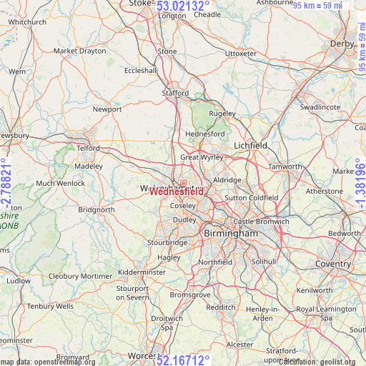 Wednesfield on map