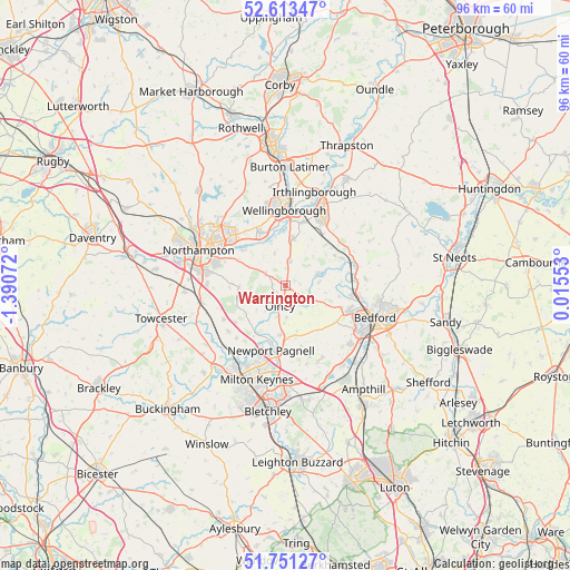Warrington on map