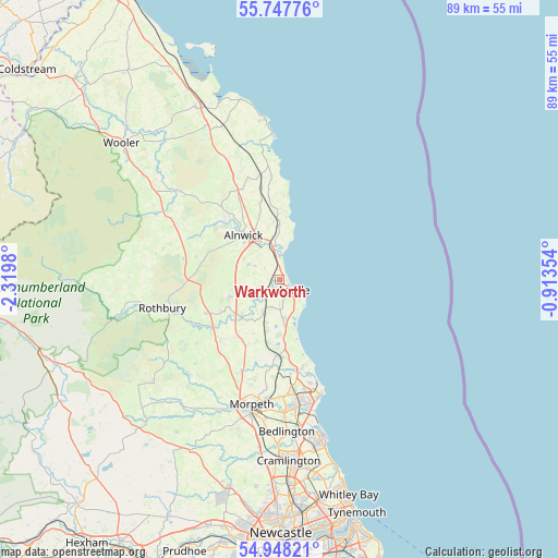 Warkworth on map