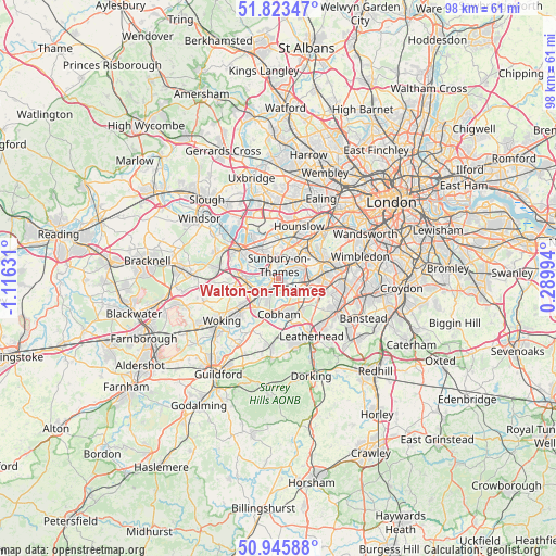 Walton-on-Thames on map