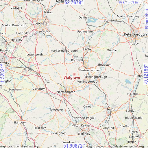 Walgrave on map