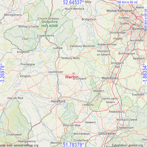 Wacton on map