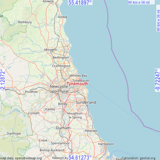 Tynemouth on map