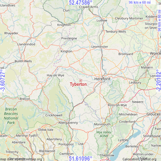 Tyberton on map