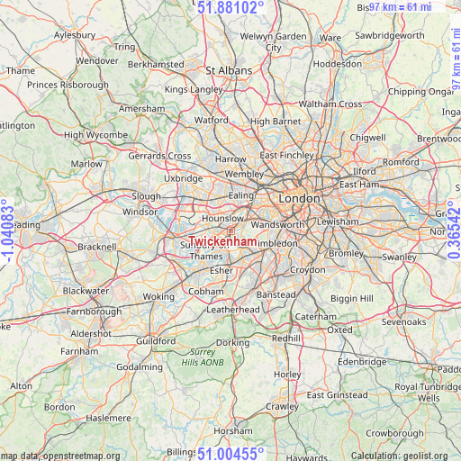 Twickenham on map