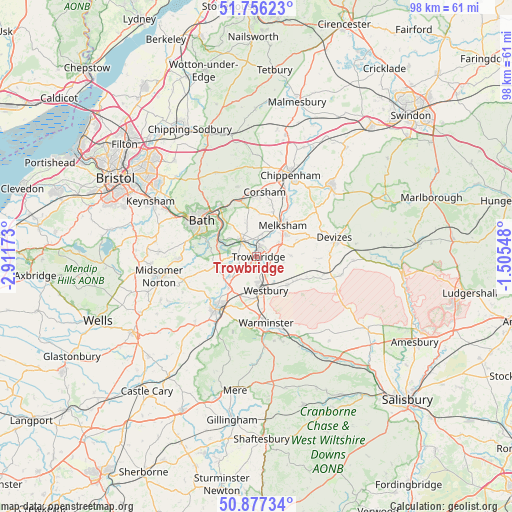 Trowbridge on map