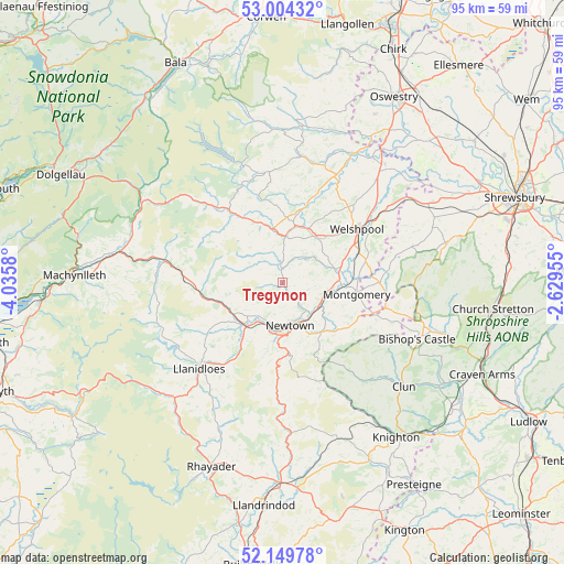 Tregynon on map