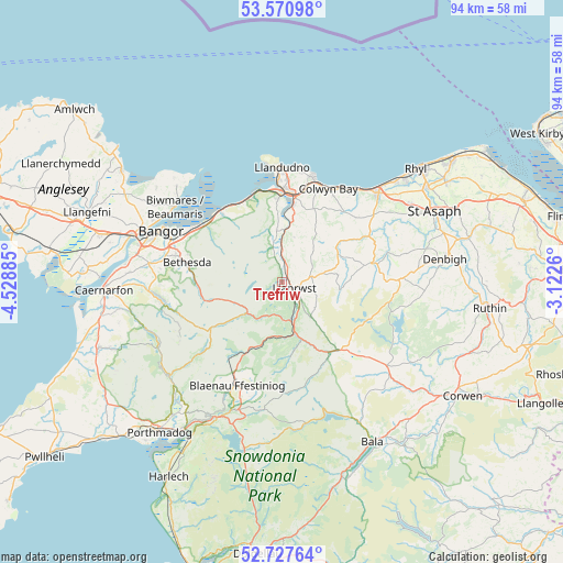 Trefriw on map