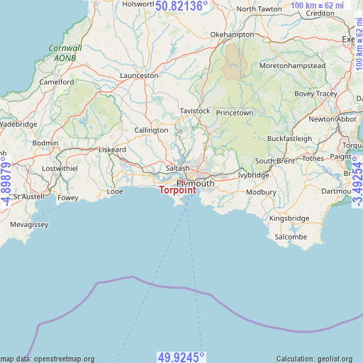 Torpoint on map