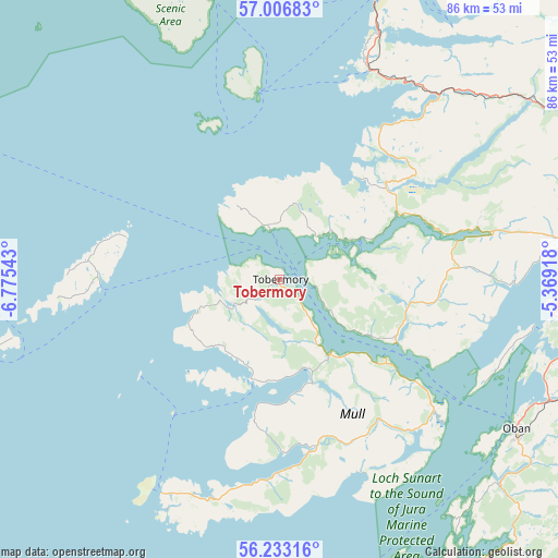 Tobermory on map