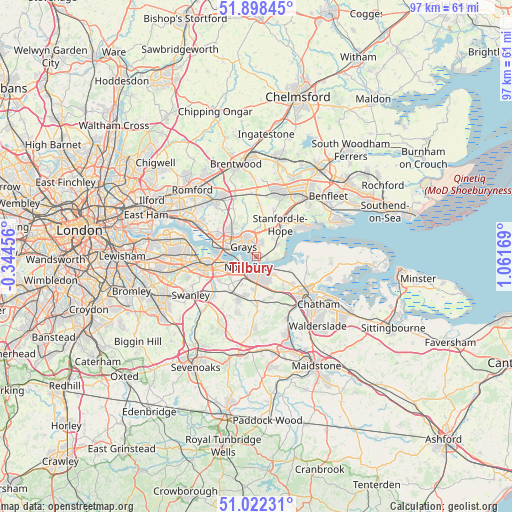 Tilbury on map
