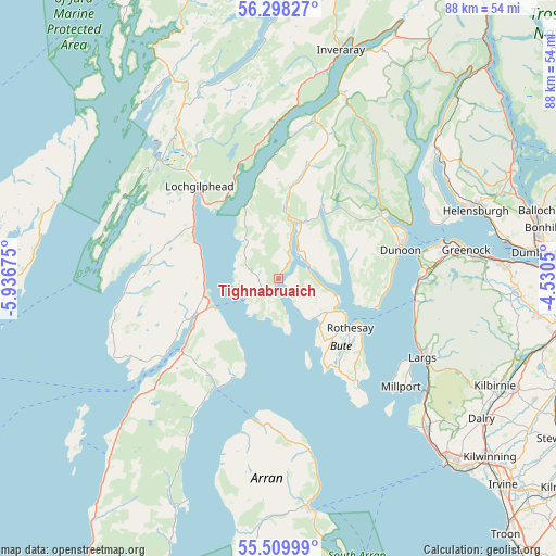 Tighnabruaich on map