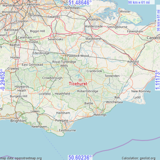 Ticehurst on map