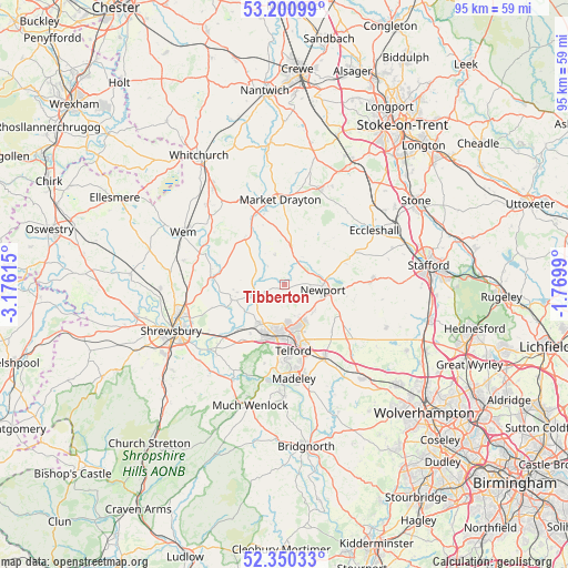 Tibberton on map