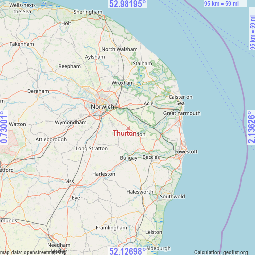 Thurton on map
