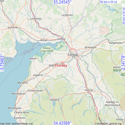 Thursby on map