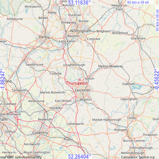 Thurcaston on map