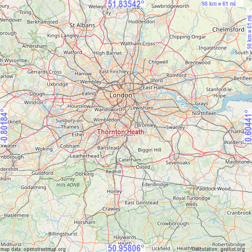 Thornton Heath on map