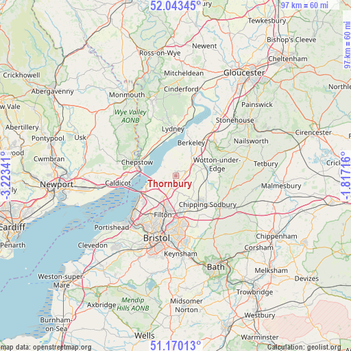 Thornbury on map