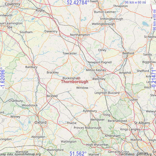 Thornborough on map