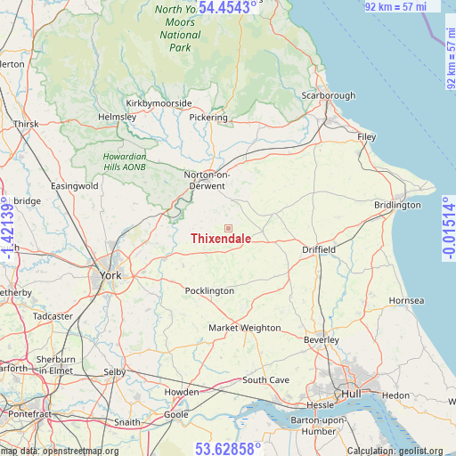 Thixendale on map