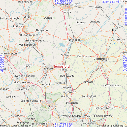 Tempsford on map