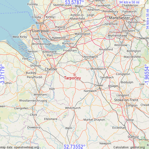 Tarporley on map
