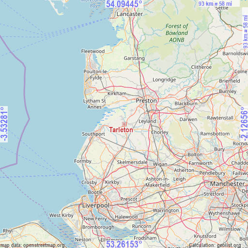Tarleton on map