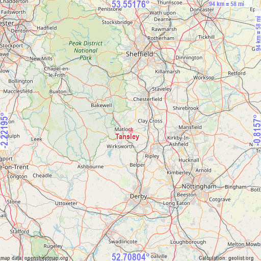 Tansley on map