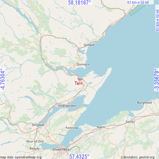 Tain on map
