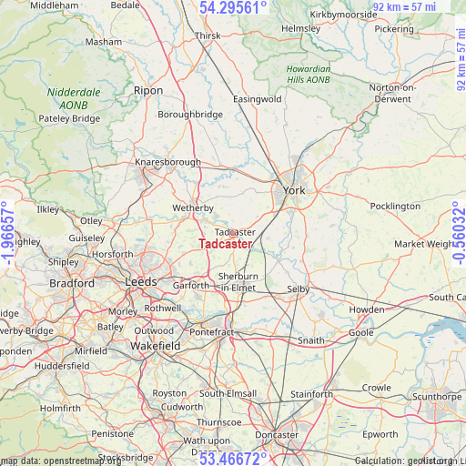 Tadcaster on map