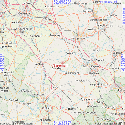 Syresham on map