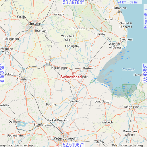 Swineshead on map