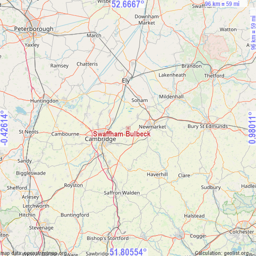 Swaffham Bulbeck on map