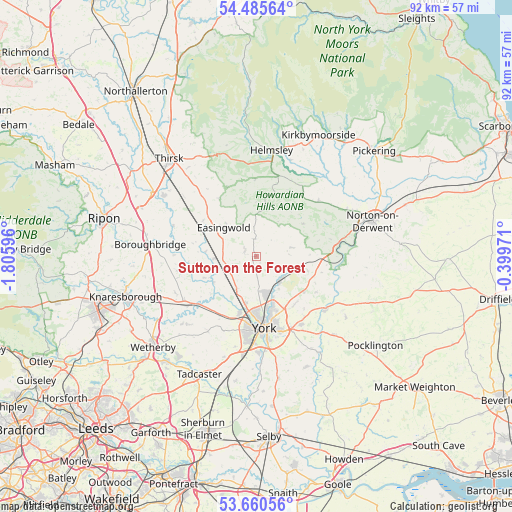 Sutton on the Forest on map