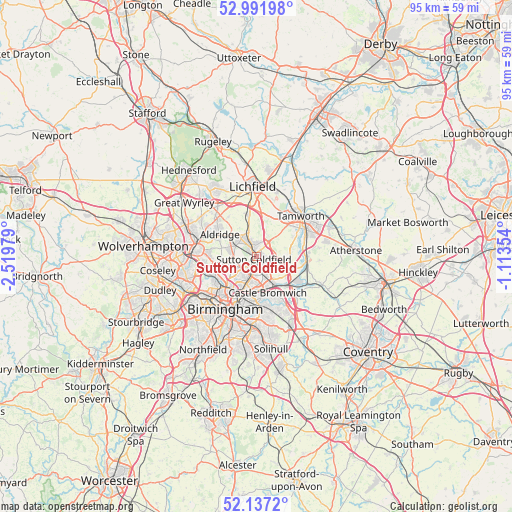Sutton Coldfield on map