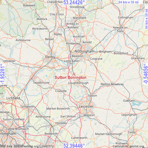 Sutton Bonington on map