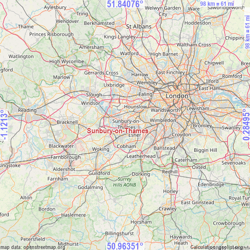 Sunbury-on-Thames on map