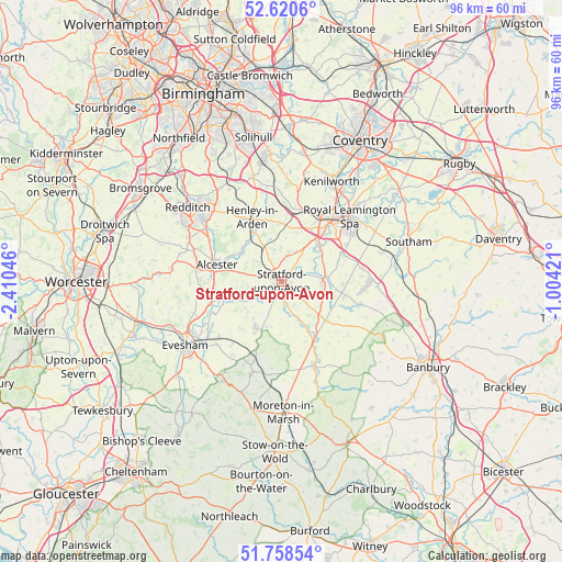 Stratford-upon-Avon on map