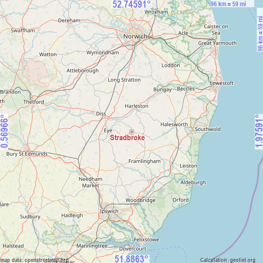 Stradbroke on map