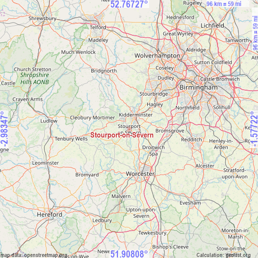 Stourport-on-Severn on map