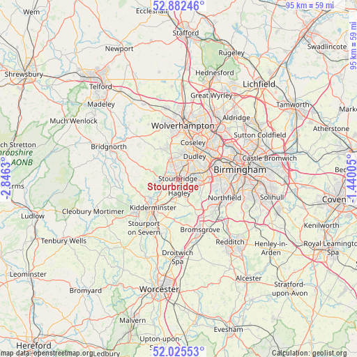 Stourbridge on map