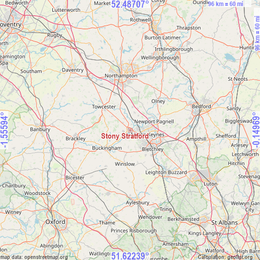 Stony Stratford on map