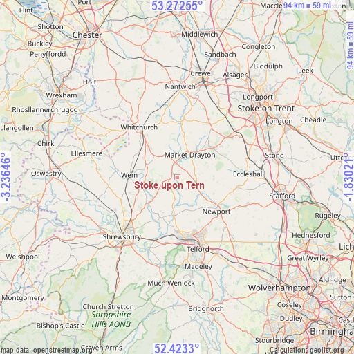 Stoke upon Tern on map
