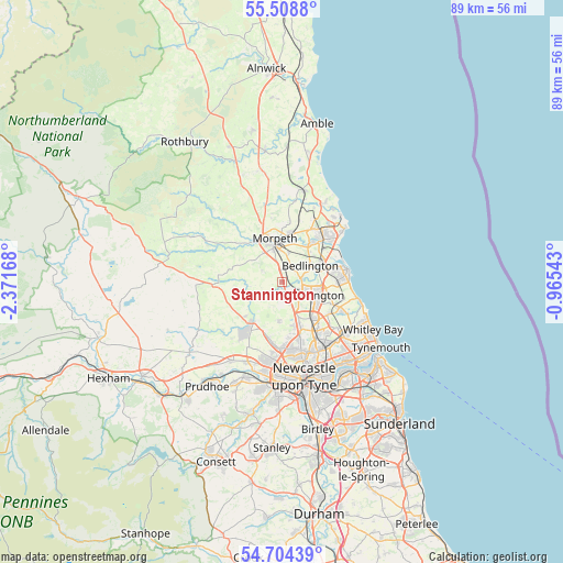 Stannington on map