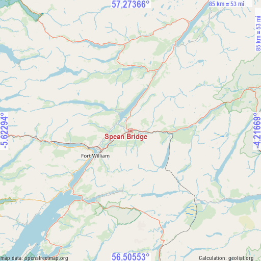 Spean Bridge on map