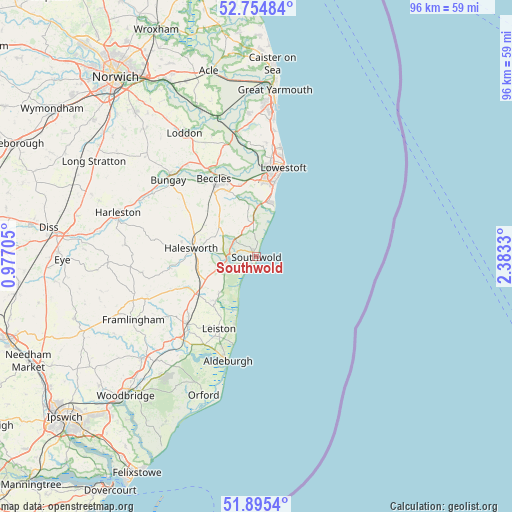 Southwold on map