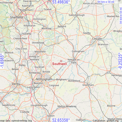 Southwell on map