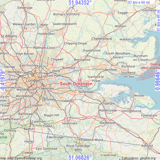 South Ockendon on map